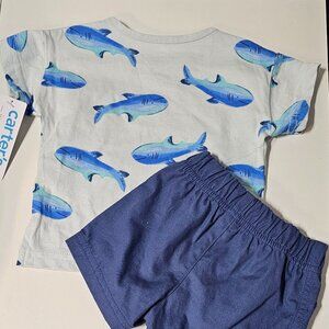 Just One You By Carters Boys Short Set Sharks Size 3 Months NWT